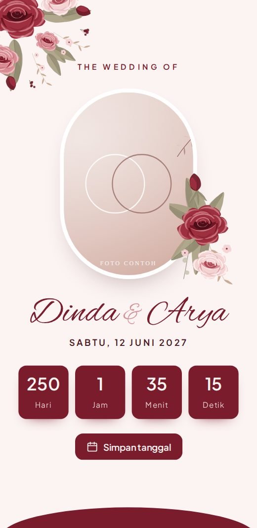 Tampilan sampul tema Mawar